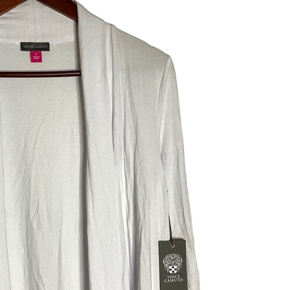 Vince Camuto Open Front Cardigan Ultra White Knit Long Length Long Sleeve Small - Picture 9 of 16